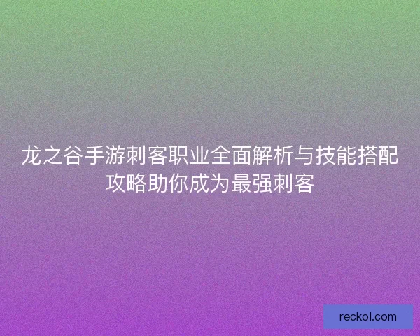 龙之谷手游刺客职业全面解析与技能搭配攻略助你成为最强刺客